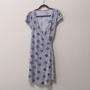 Boden Blue Medallion Wrap Dress